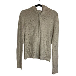 Vince Cardigan Brown Speckle Cashmere Long Sleeve Hooded Full Zip Up Sweater S